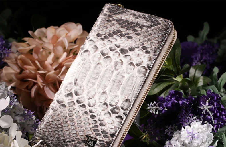 Top Quality 100% Genuine/Real python skin leather long size wallets and purse Men/Women zipper closure coin pocket card holder