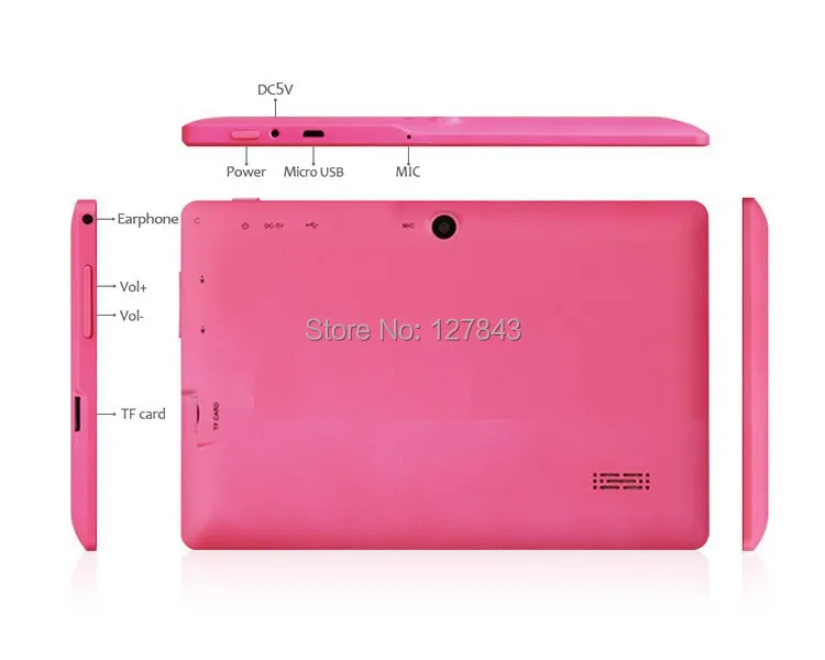 DHL Free shipping 10pcs/lot 7 inch Q88 Allwinner Quad Core A33 android 4.4 2800mah 512M 4G Dual Camera 9 colors Tablet PC