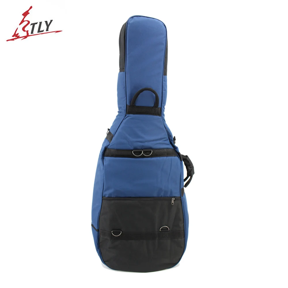 

Portable Soft 4/4 Cello Bag Blue & Black Stitching Oxford Thicken Durable Cello Case