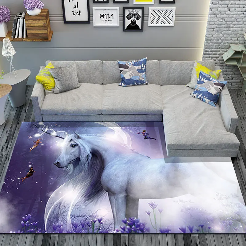 Cartoon Animal Child Bedroom Carpet Kids Play Mats Soft Flannel Memory Foam Area Rugs Nordic 3D Unicorn Carpets for Living Room