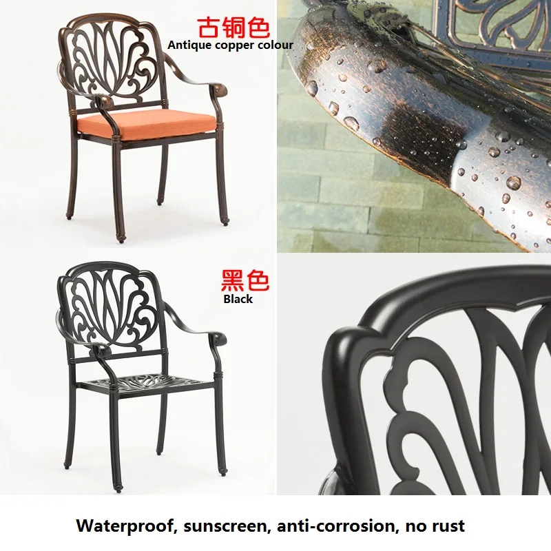 Outdoor Balcony Cast Aluminum Chairs, Indoor Garden Lounge Chair