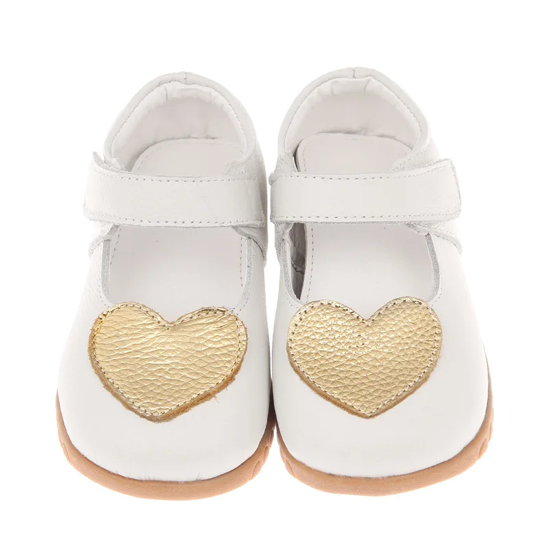 Mädchen Schuhe neue Frühling goldenes Herz Echt leder Kinderschuhe weich atmungsaktiv lässig Kinder Einzels chuhe Zapatos