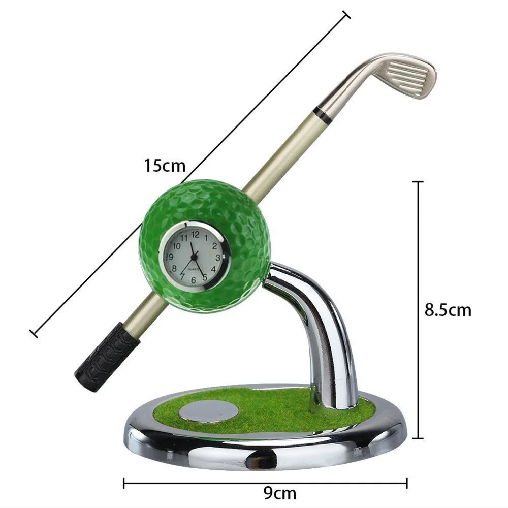 CRESTGOLF Golf Gift Golf Ball Design Pen Holder Desktop With a Mini Club Shape Pen and a Watch Golf Accessoires