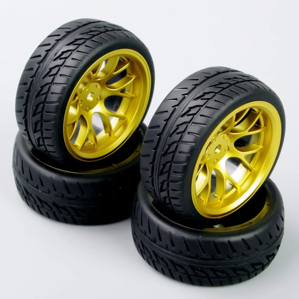 DHG+PP0150 4Pcs/Set 1:10 Scale Tires and Wheel Rims with 12mm Hex fit On-Road RC Car Accessories