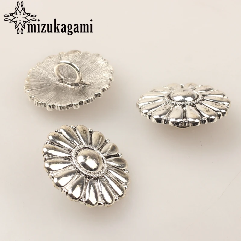 Jewelry Making Supplies Wholesale Lots Bulk Jewelry Findings CONCHO Buttons Round Daisy Sun Flowers 30mm 3pcs/lot