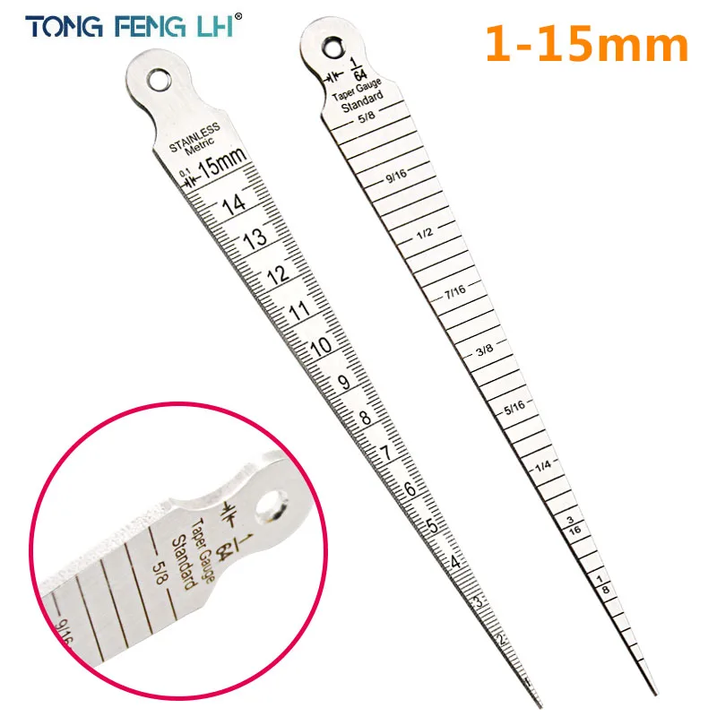 1-15mm cuneo feeler Gap Hole Taper Gauge acciaio inossidabile righello ispezione saldatura calibro conico strumento di misura imperiale metrico