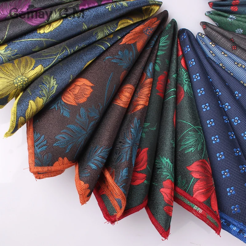 Floral Jacquard Men Pocket Square For Gift Vintage Hankies Wedding Pocket Towel Handkerchief For Men Suit Chest Towel 24 x 24 cm