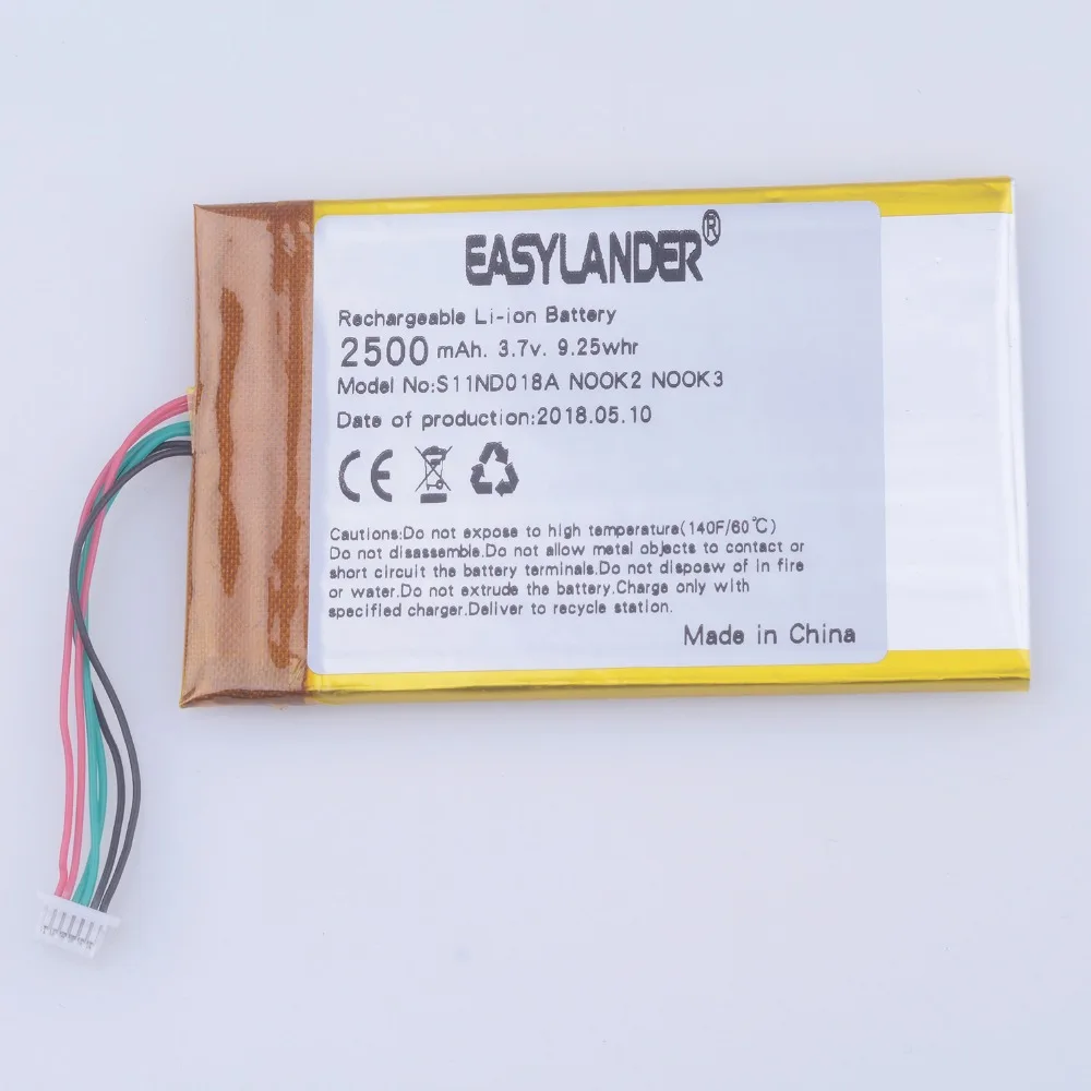 3.7V 2500mAh Rechargeable Lithium Li-ion Li Polymer Battery For MLP305787 Nook Simple Touch 6