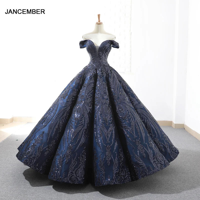 

J66661 jancember королевские синие платья Quinceanera с открытыми плечами милая длиной до пола милые пышные платья платье дебютантка