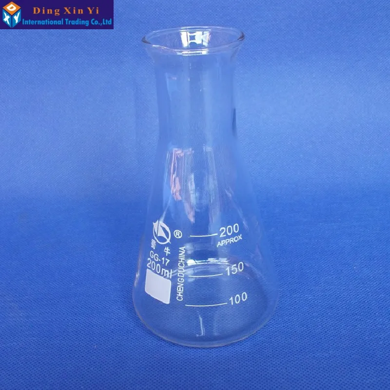 (8pcs/lot)200ml Laboratory use  glass triangle flask Glass Erlenmeyer Flask glass conical flask BORO glass,GG17