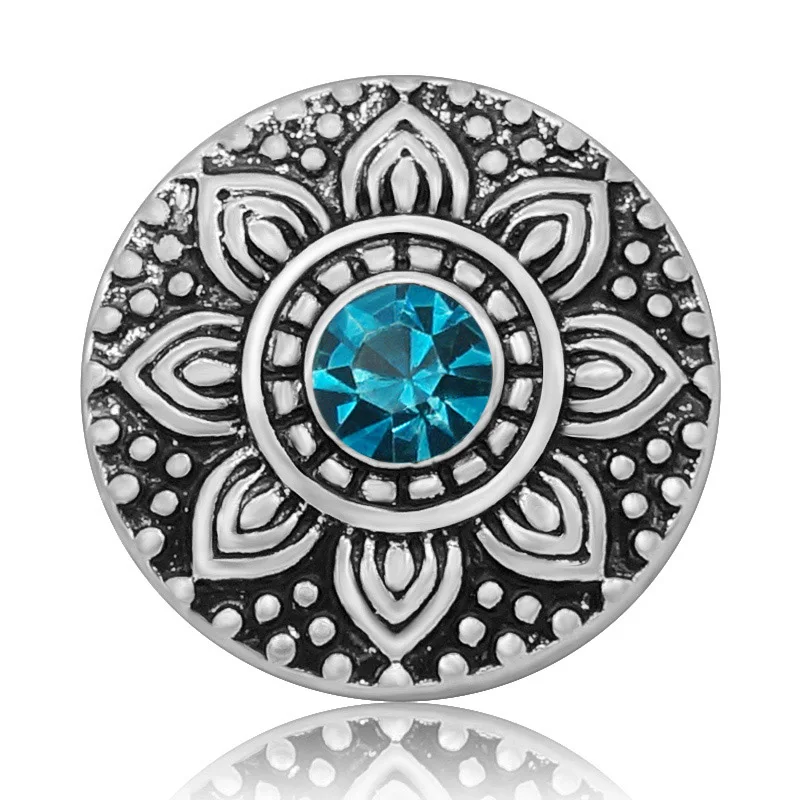 New KZ3136 Charming colorful flowers pattern Round rhinestone 20MM snap buttons fit snap bracelet jewelry wholesale