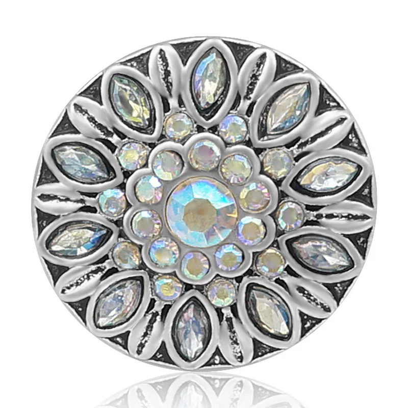 KZ3384 nowe piękno eleganckie Rhinestone okrągłe kwiaty 20MM zatrzask metalowy guziki dla majsterkowiczów 18mm snap biżuteria hurtowych