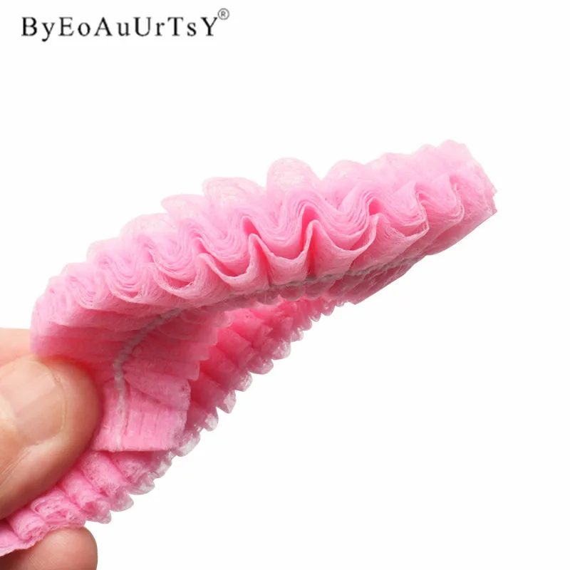 100pcs Disposable Pleated Elastic Mesh Shape Non-woven Bath Hat For Eyelash Extension Clear Dust-proof Hair Hat Shower Cap