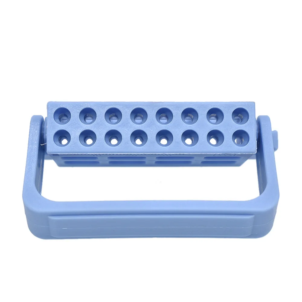 16 Holes Dental Endodontic Root Canal File Holder for Dental Files Drill Disinfection Cleaning Box Round Endo Stand Green