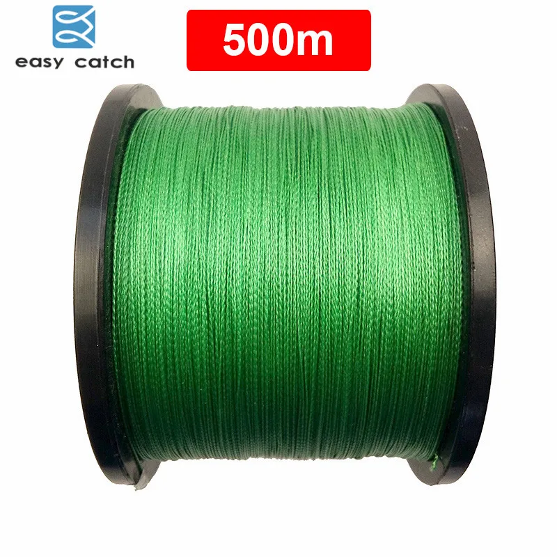 Easy Catch 500m 546 Yards PE Braided Fishing Line Green 4 Strands Braid Multifilament Super Strong Fishing Lines 10LB-45LB