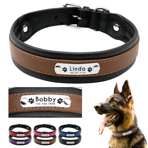 Large Leather Dog Collar Personalized Beirui