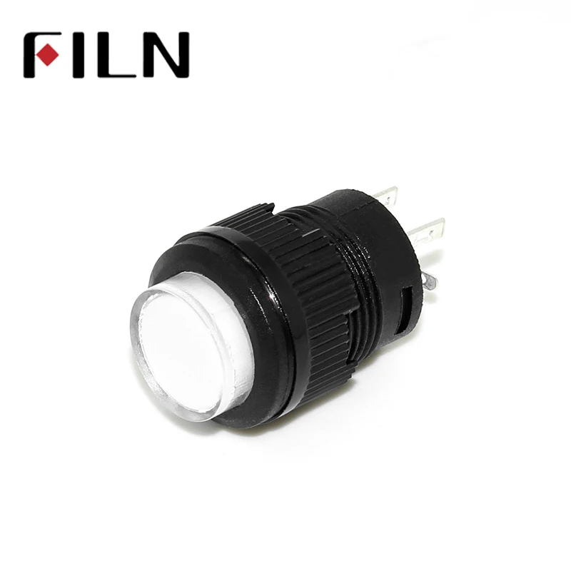 R16-503 16mm 4 pins plastic Momentary Latching 3.3VDC LED push button switch 1 Normally Open