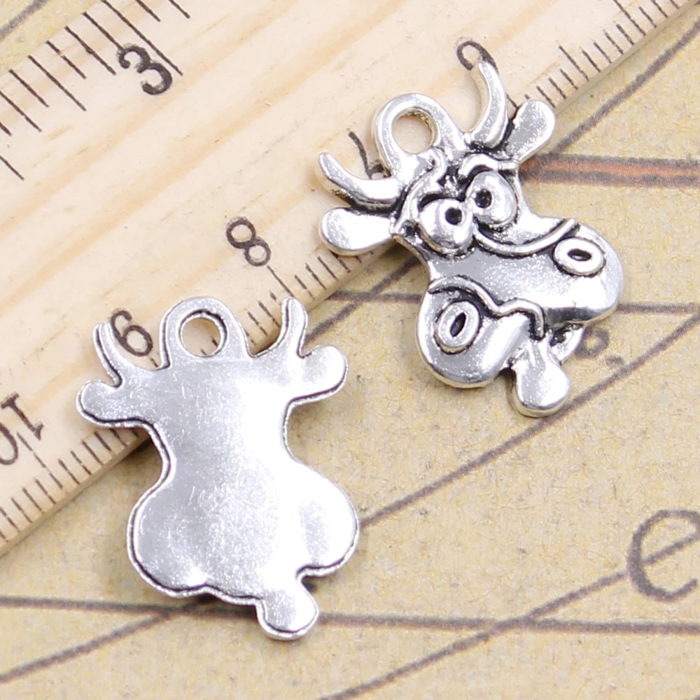 10pcs Charms Milk Cow 23x17mm Antique Silver Color Pendants Making DIY Handmade Jewelry Factory Wholesale