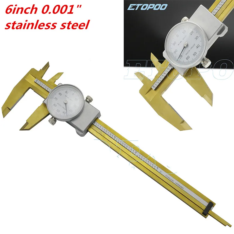 Imagem -04 - Polegadas Dial Vernier Caliper Polegadas. 001 à Prova de Choque Dial Caliper Calibre Micrômetro Ferramentas de Medição de Plástico 06