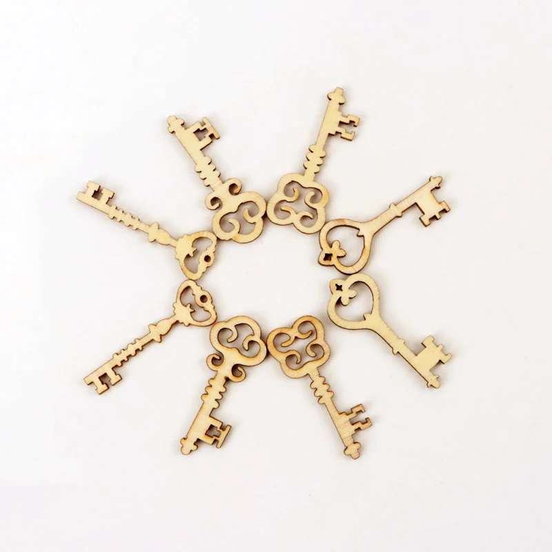 Natural Wood Color Key Wood Pattern Scrapbooking Art Collection Craft for Handmade Accessory Sewing Home 16x36mm 20pcs MZ145