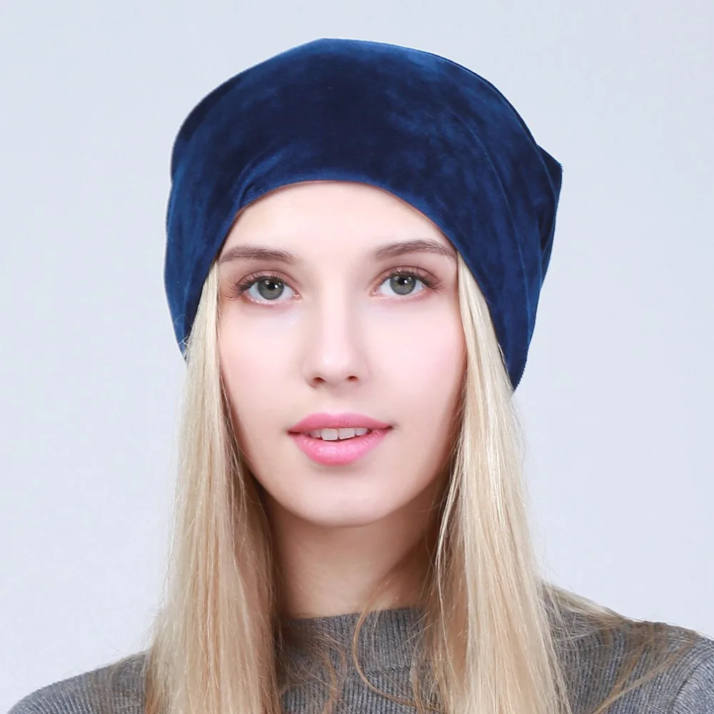 Geebro Spring Women's Plain Velour Beanies Hat Casual Warm Polyester Slouchy Beanie Hats For Women bonnet Skullies Gorra Cap