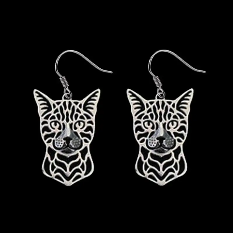 Jewelry Hollow Out Cat Earrings Women Alloy Bengal Cat Earrings