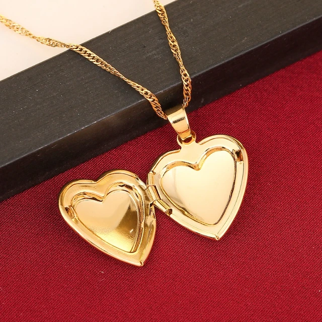 Valentines Gift Heart Locket Pendant Necklace Women Jewelry 24k Gold Color Romantic Fancy Heart Pendant For Women Pendants AliExpress