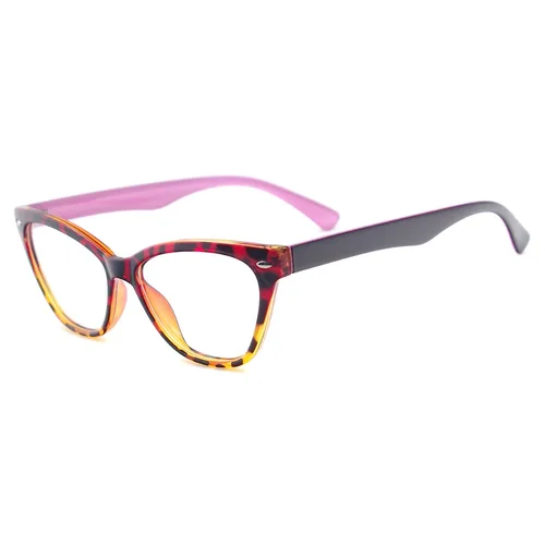 Imagen 1 del producto Gafas de ojo de gato a la moda para mujer, montura de gafas de plástico ligera, gafas coloridas de alta calidad con borde completo para lentes graduadas
