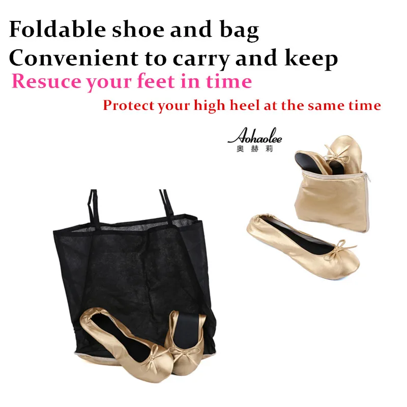 Aohaolee Soft&Comfortable Women Shoes Foldable Ballet Flat Take You Sweet Relax&Relief From Heel Pain In Time Safe Driving Shoes