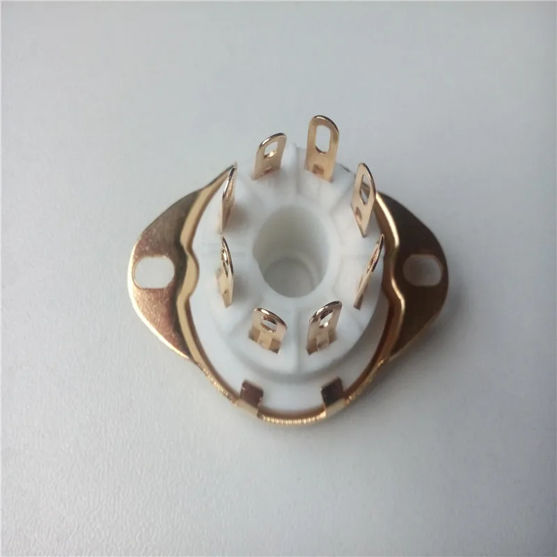 4pcs ceramic tube socket 8 pin tube socket GZC8-Y-3-G golden foot for FU-25,1625,826,832,6A6 tube amplfier