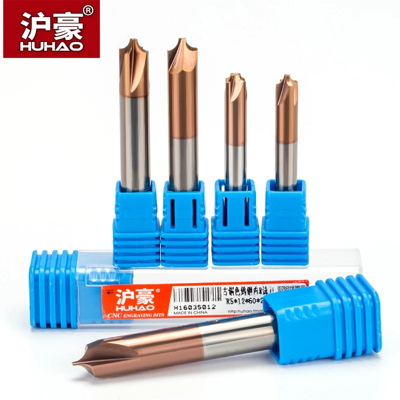 Imagem -02 - Huhao 1pc Carboneto Sólido Anti-r Chanfradura Roteador Bit para Liga de Aço e Flautas Arco r Ângulo Fresa Cnc Fresa