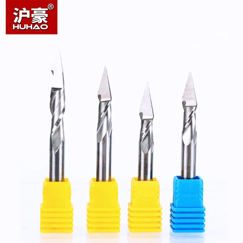 

HUHAO 1pc 6mm 2 Flute Spiral Pyramid engraving bits for wood CNC router bit Carving knife Degree 30 for 2D 3D sculpture