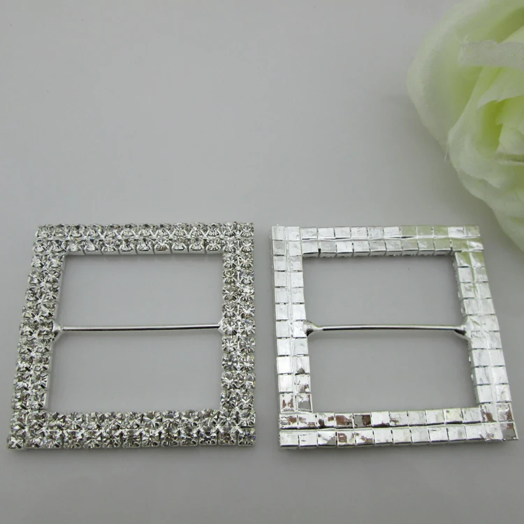 2pcs large square rhinestone buckle silver for scarf shirt garment accessory