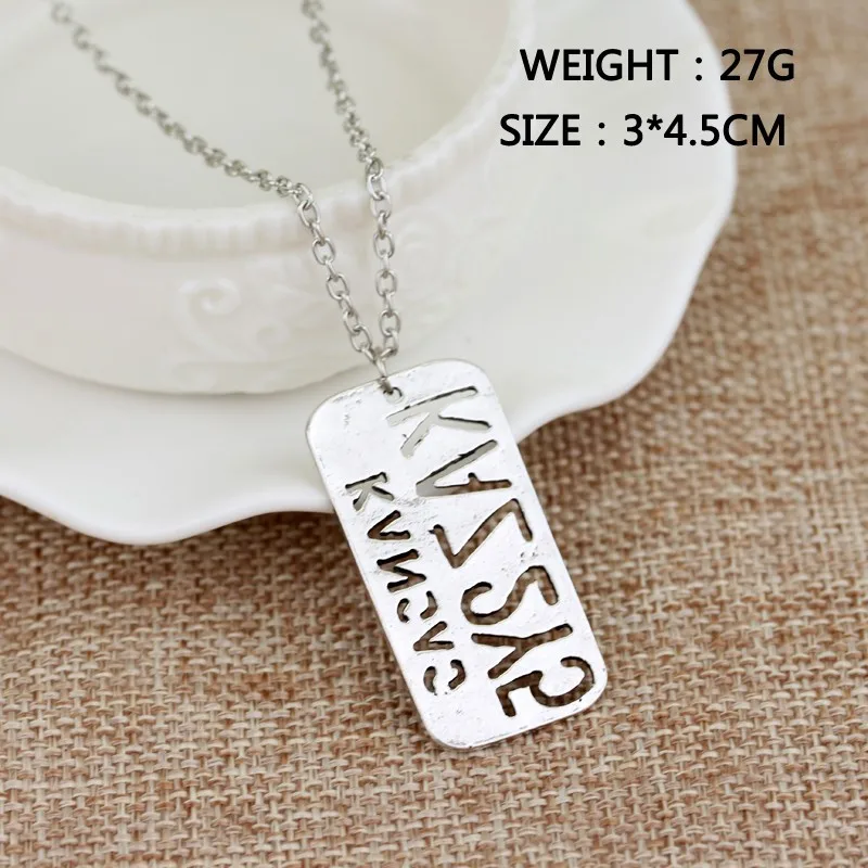 Supernatural Car Number Plate KANSAS KAZ 2Y5 Hollow Star Pendant Dean Winchester Necklace For Lover Wings Angel Wicca Jewelry