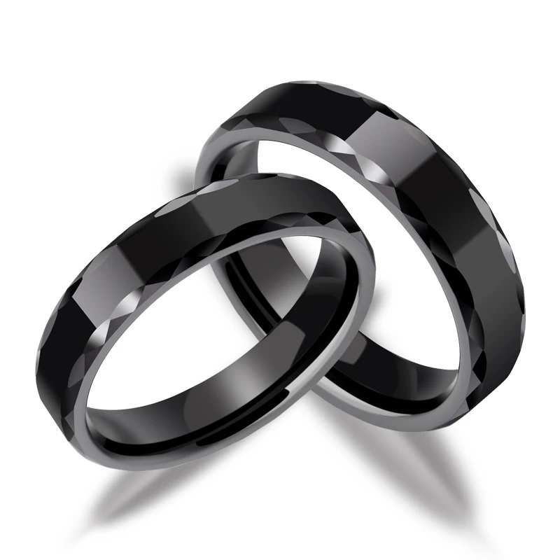 

New Trendy Hi-Tech Ceramic Couples Ring Black Tones 6mm Width for Man 4mm Width for Woman Scratch Proof Size 5-12 Free Shipping