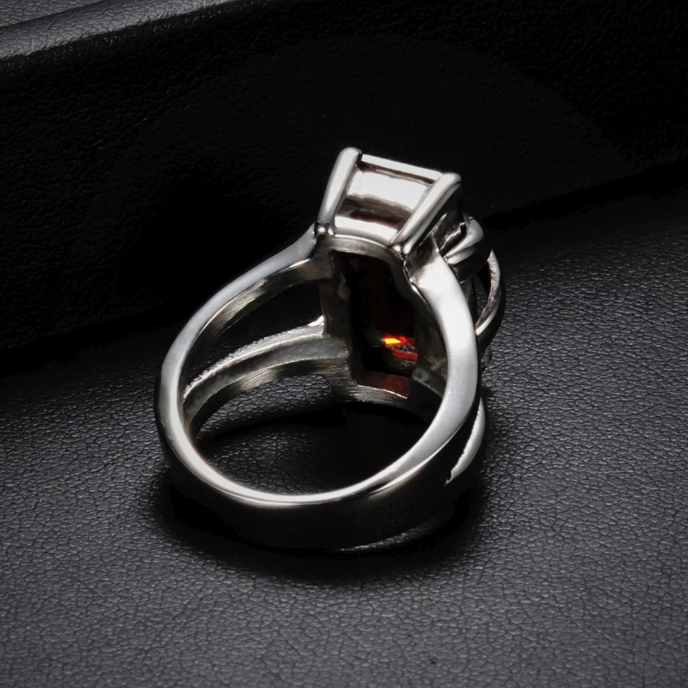 Elegant Red Stone Stainless Steel Ring Unique Design Vintage Party Wedding Rings For Men Christmas Fashion Jewelry