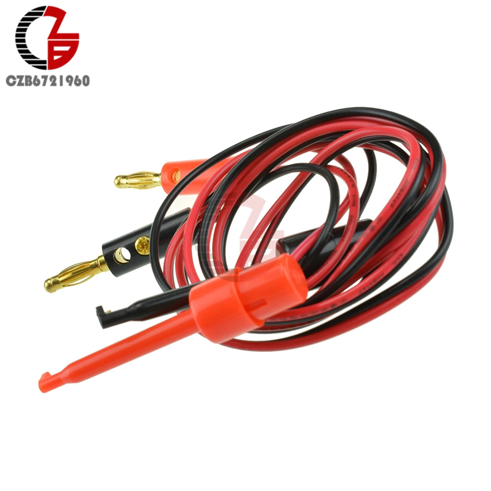 1 Pair Small Test Hook Clip to Banana Plug for Multimeter Test Lead Cable