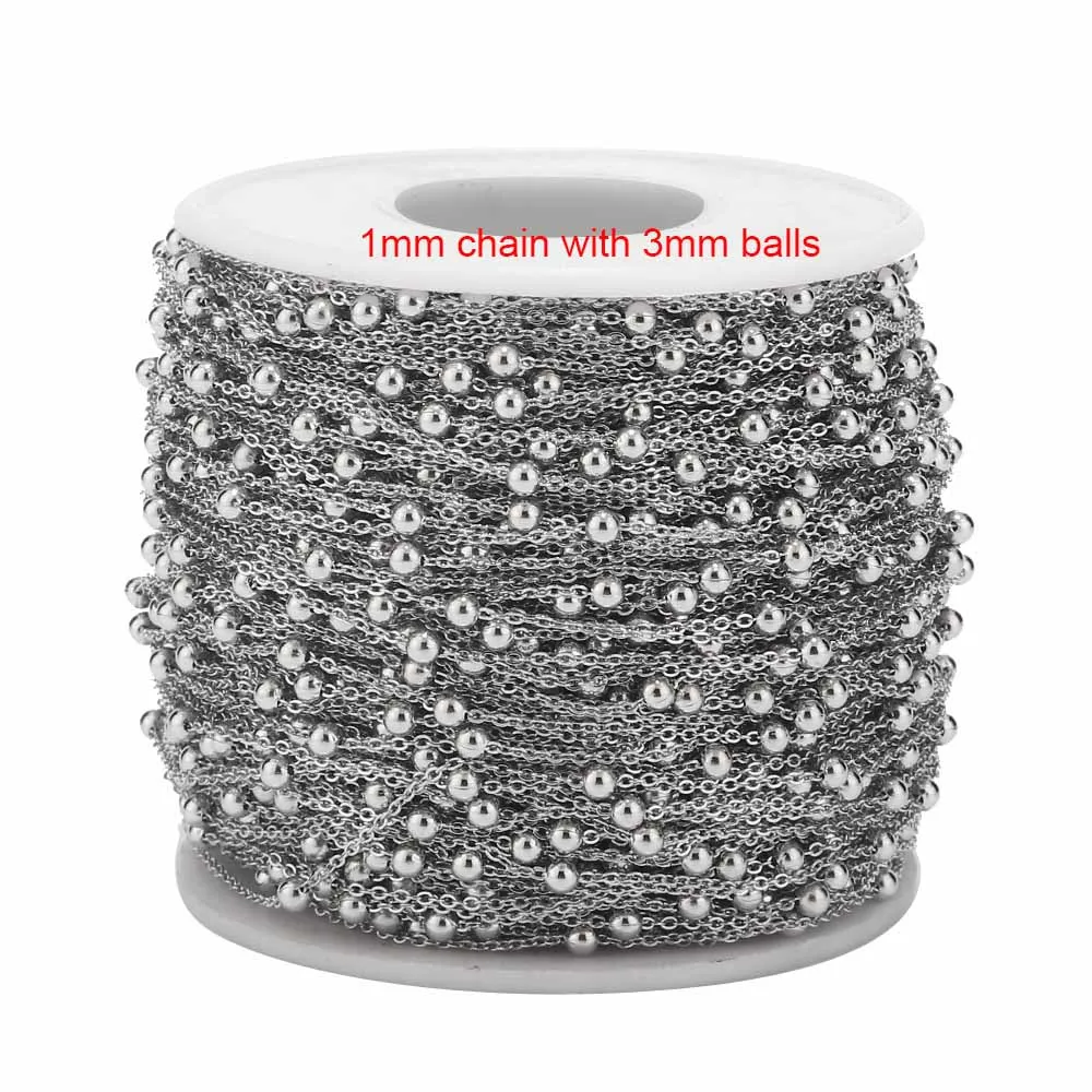 10 meter Bulk Fancy Rvs Satelliet Ketting Anti Aanslag Bead Ball Kabel Ketting voor Ketting Choker Enkelband Maken