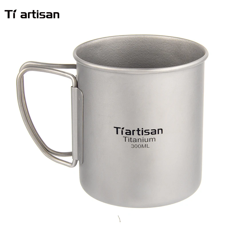 

Tiartisan 300ml Titanium Cup Outdoor Camping Drinkware Ultralight Travelling Foldable Handle Coffee Mugs