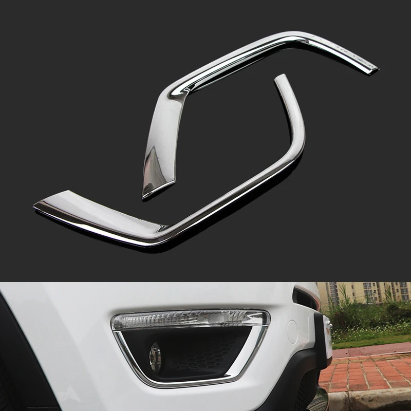 For Jeep Compass 2017 2018 ABS Chrome Front Head Fog Light Eyelid Eyebrow Foglight Lamp Exterior Protective Frame Cover Trim