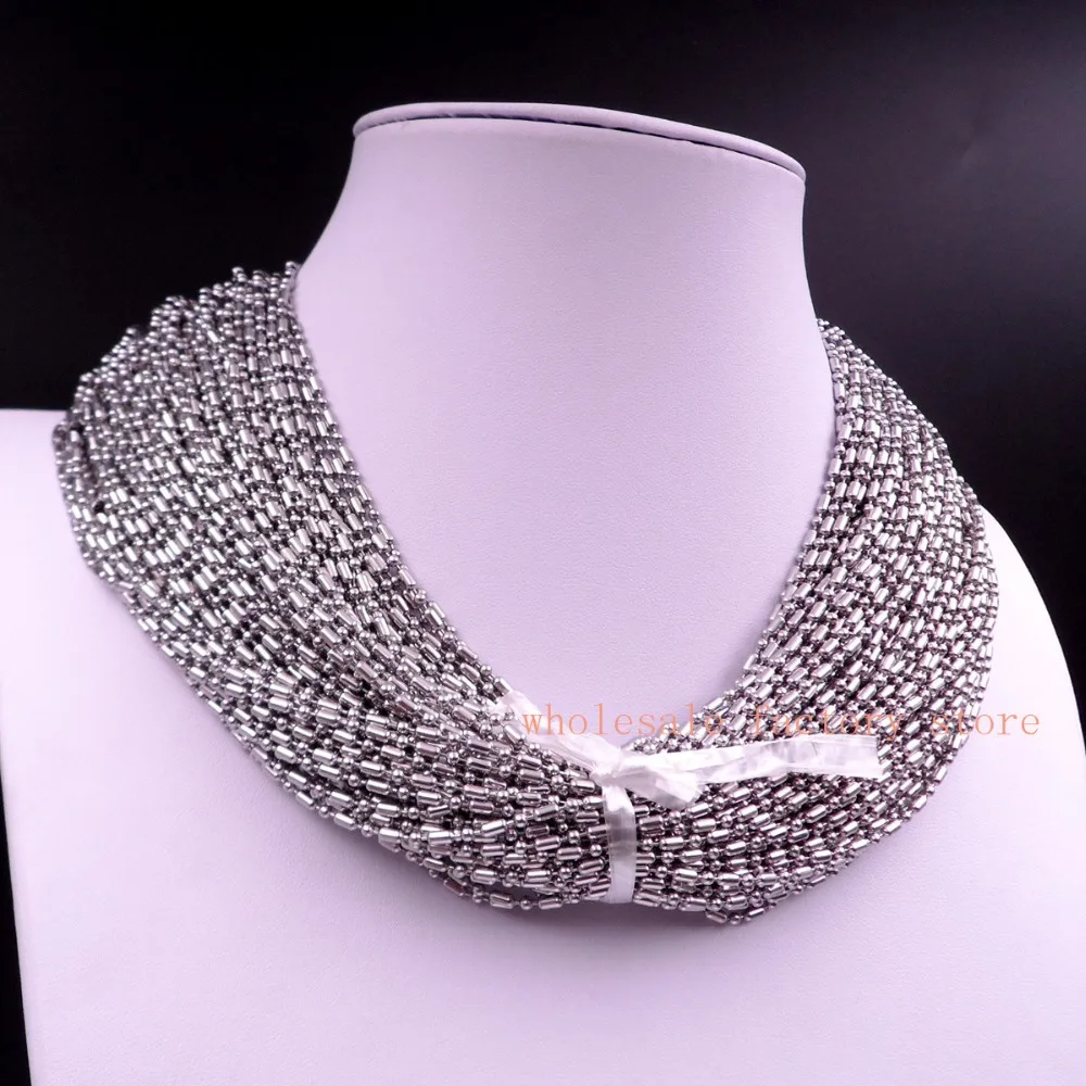 wholesale 50pcs/ Lot Fashion  2.4mm Rice bead ball  Chain Stainless steel Necklace fit pendant 18''-32 inch