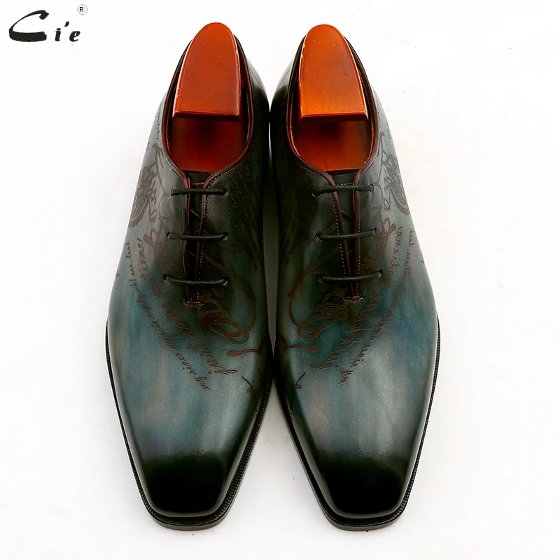 cie square plain toe whole cut patina peacock full grain genuine calf leather oxford men\'s shoe bespoke leather men shoe ox15