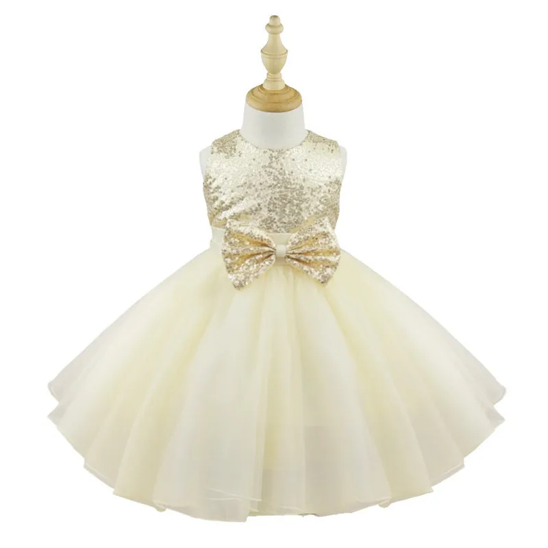 Vestido infantil aos joelhos com lantejoulas, vestido de meninas para casamento, baile de formatura, princesa, ocasião formal, 2 a 14