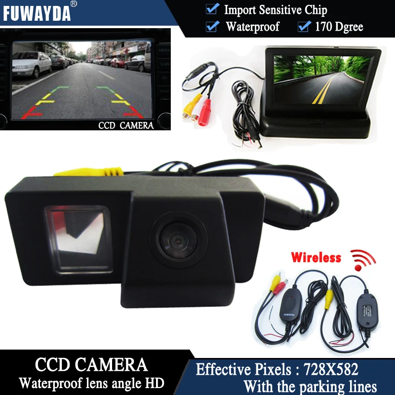 FUWAYDA Wireless CCD Chip Car Rear View Camera for TOYOTA LAND CRUISER 200 LC200 /Toyota REIZ 2009+4.3 Inch foldable LCD Monitor