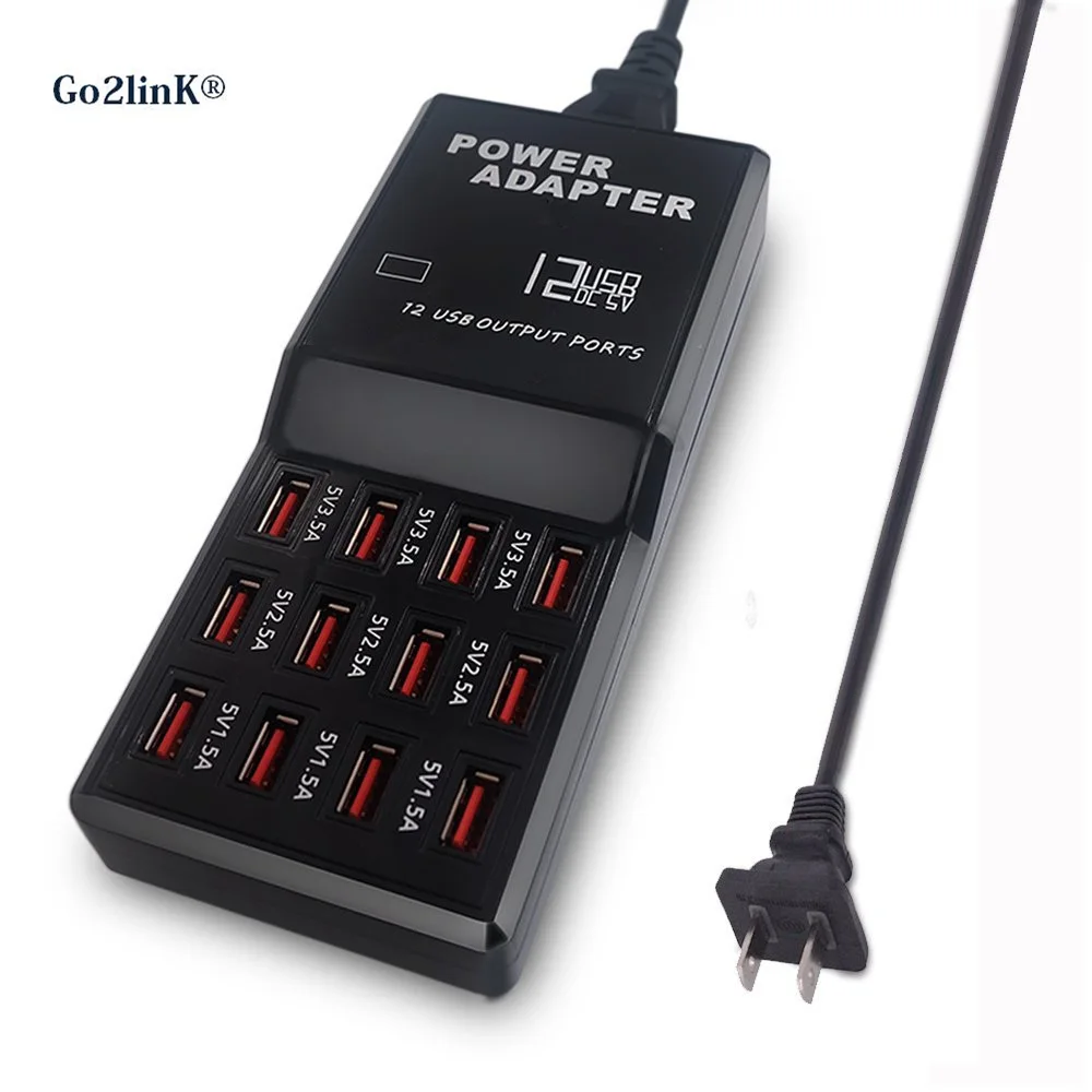 Go2linK 12 Ports USB Charger Travel Charger Smart Charging Station Multi-Port USB Charging EU/US/UK Plug