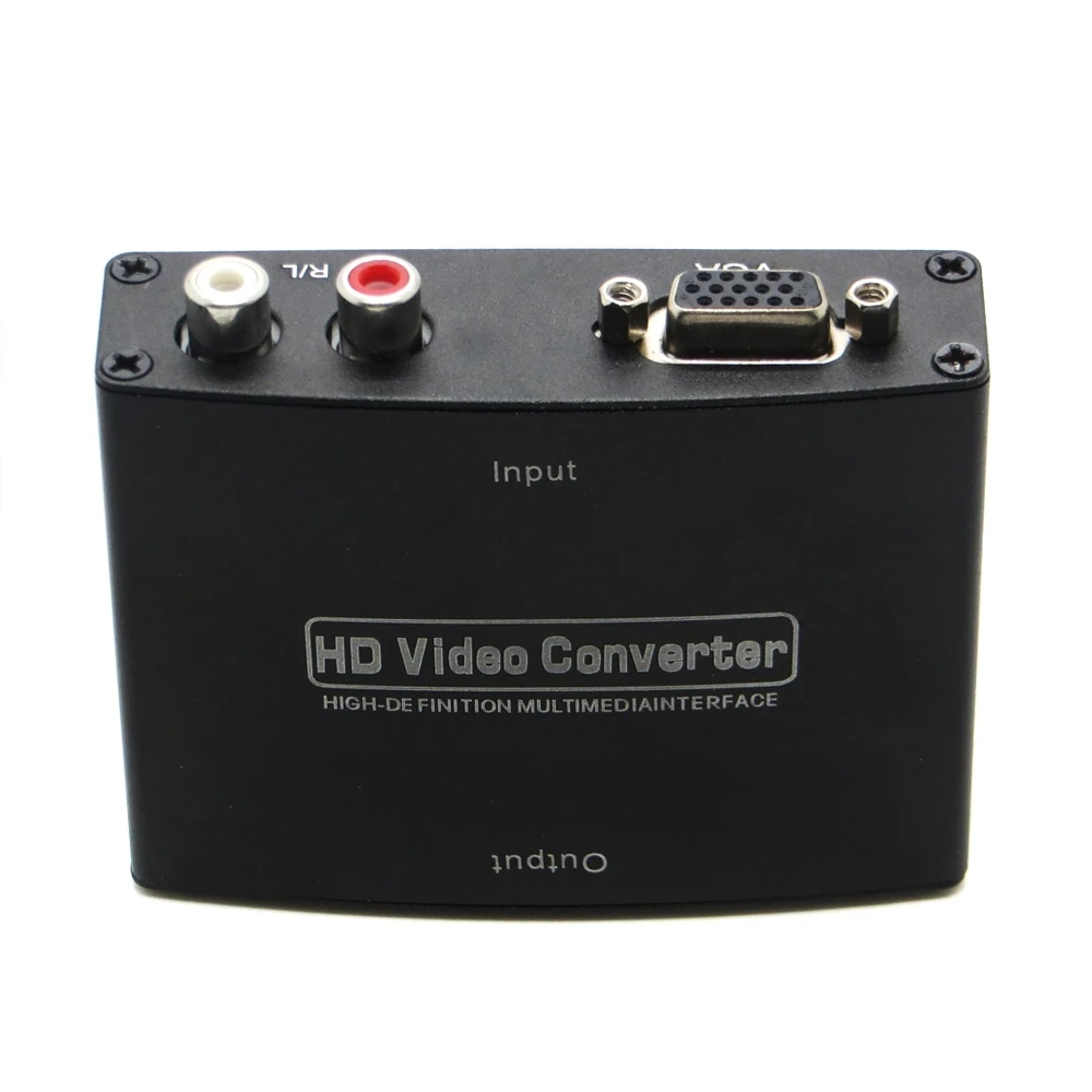 Black 1080P VGA to HDMI-compatible HD VGA R/L Audio and Video Converter to HDMI-compatible