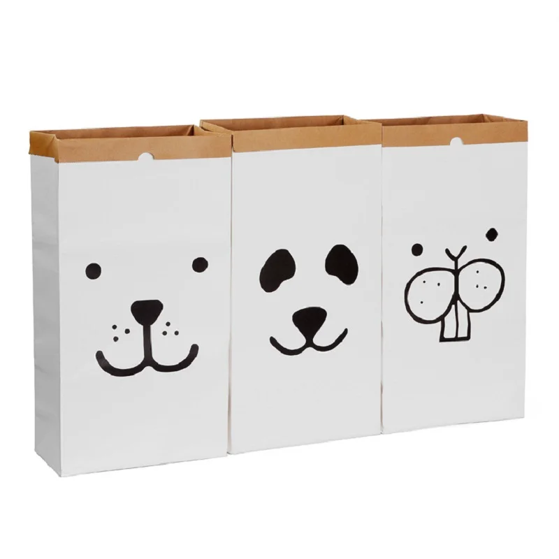 INS Popular Heavy Kraft Paper Bag Creative Children Room Organizer Storage Bag For Toy And Baby Kids Clothing Home Debris Bags