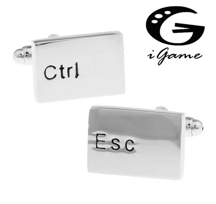 iGame Men Gift Keyboard Cuff Links Wholesale&retail Silver Color Copper Material Novelty Esc & Ctrl Design