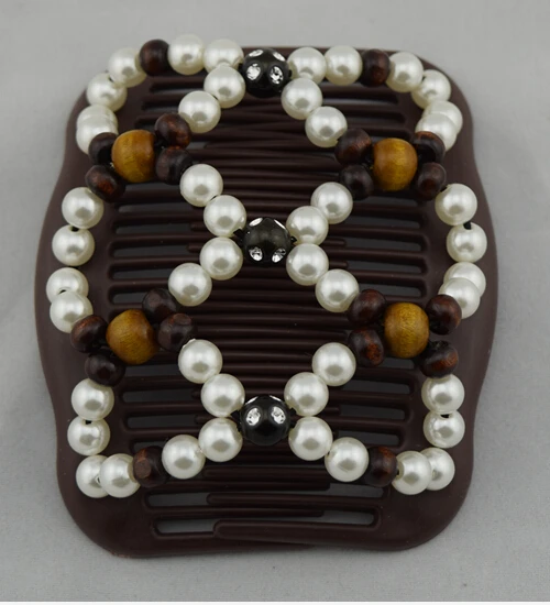 wooden pearl pattern Magic Hair Combs  double hair combs  Free shipping 12 pcs/lot