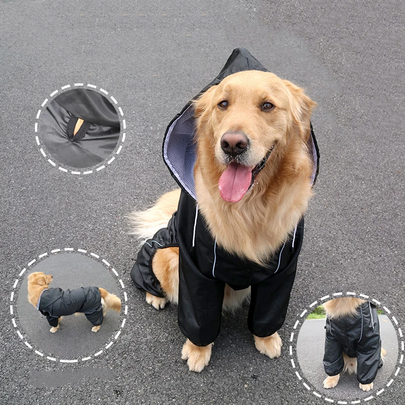 Outdoor Large Dog Raincoat Waterproof big Dog Clothes Coat Rain Jacket Reflective Medium Large big dog poncho Breathable mesh